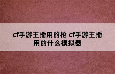 cf手游主播用的枪 cf手游主播用的什么模拟器